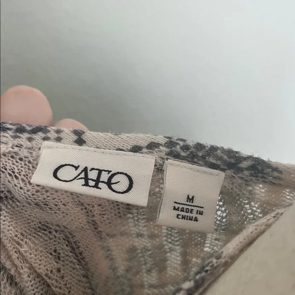 Cato Beige and Black Patterned Knit Poncho Style Sweater - Picture 2 of 6